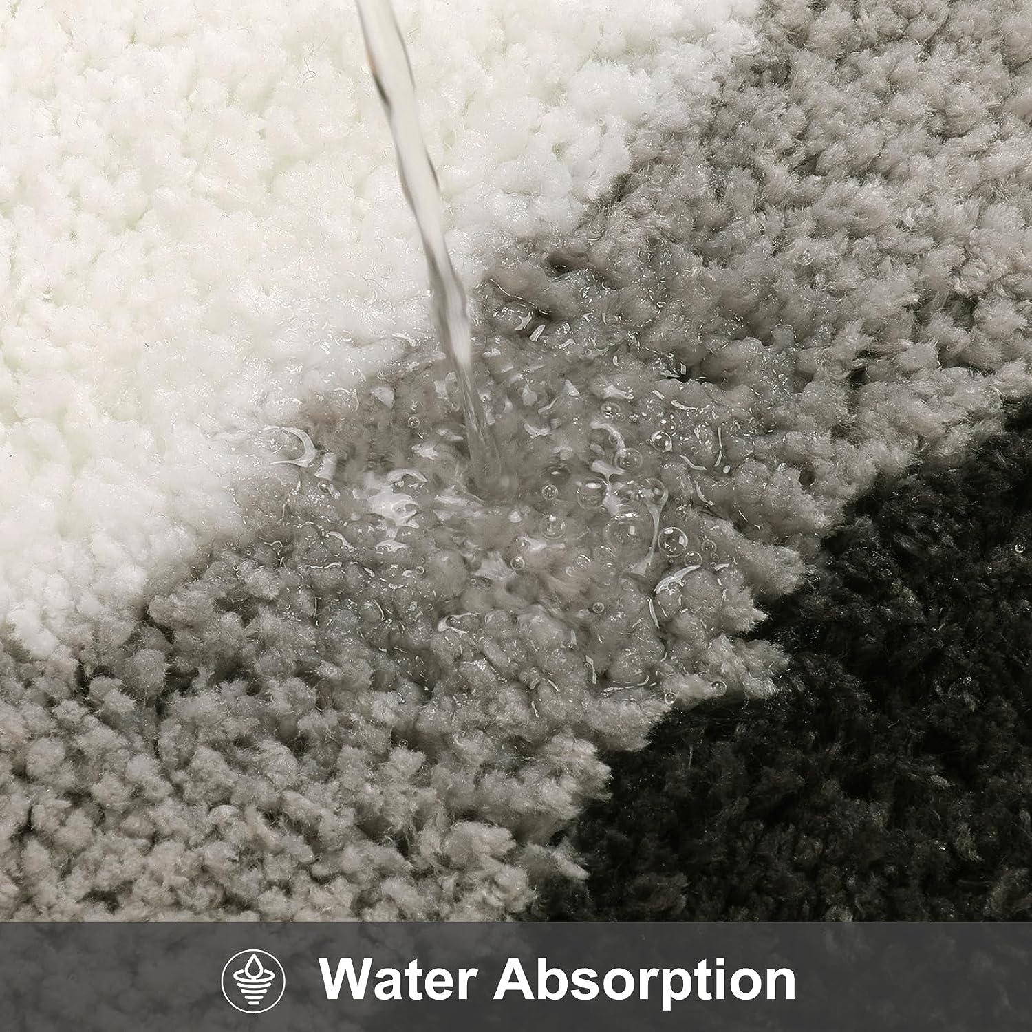 Black Gradient Non-Slip Plush Bathroom Bath Mat with Irregular Shape