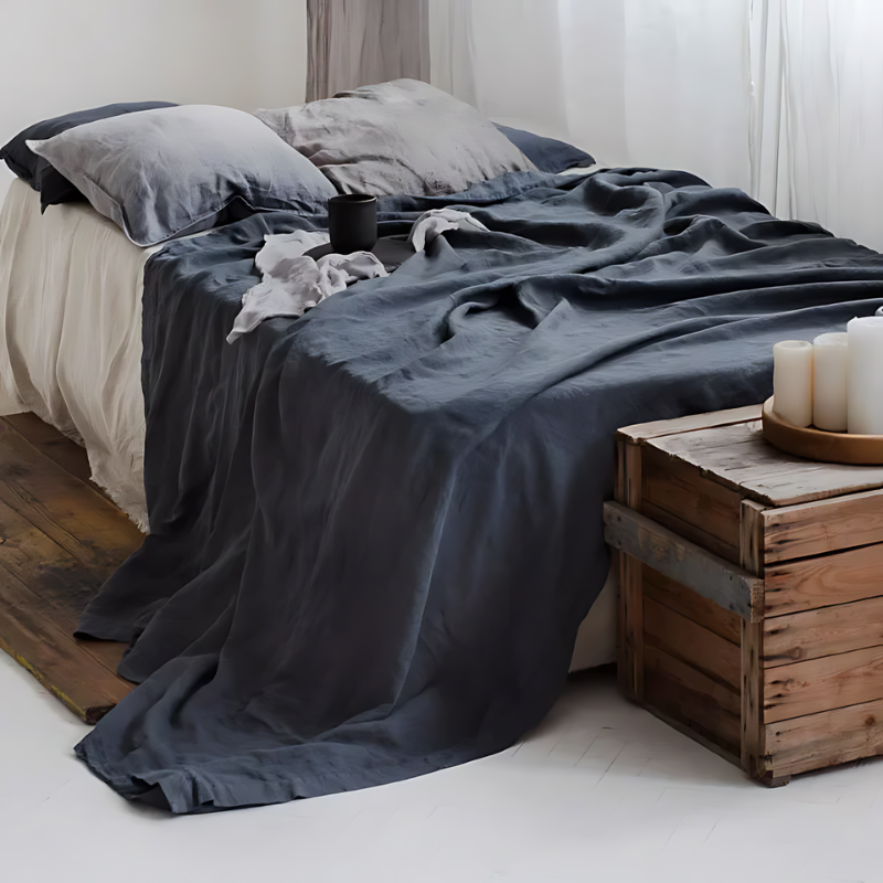 Classic Linen Bed Sheet – Breathable, Moisture-Wicking, Hypoallergenic Bedding