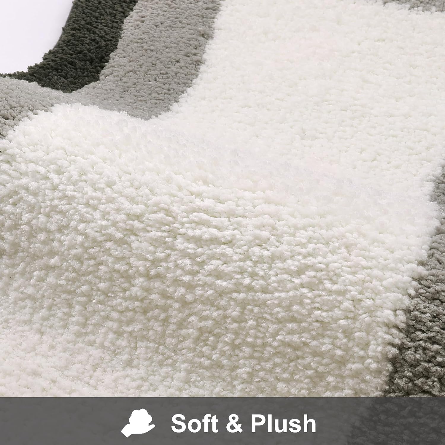 Black Gradient Non-Slip Plush Bathroom Bath Mat with Irregular Shape