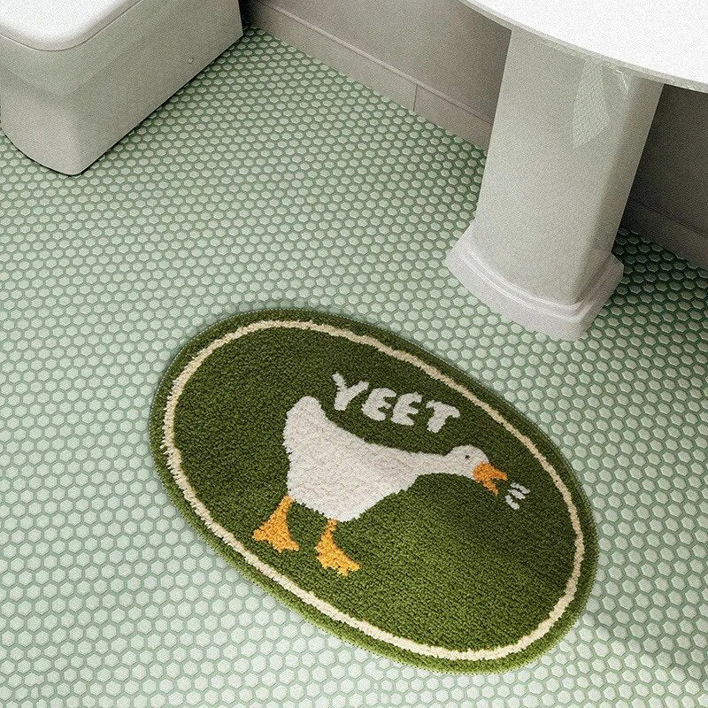 Handmade Cute Animal Bath Mat with Non-Slip Backing, Plush Polyester Rug for Bathroom