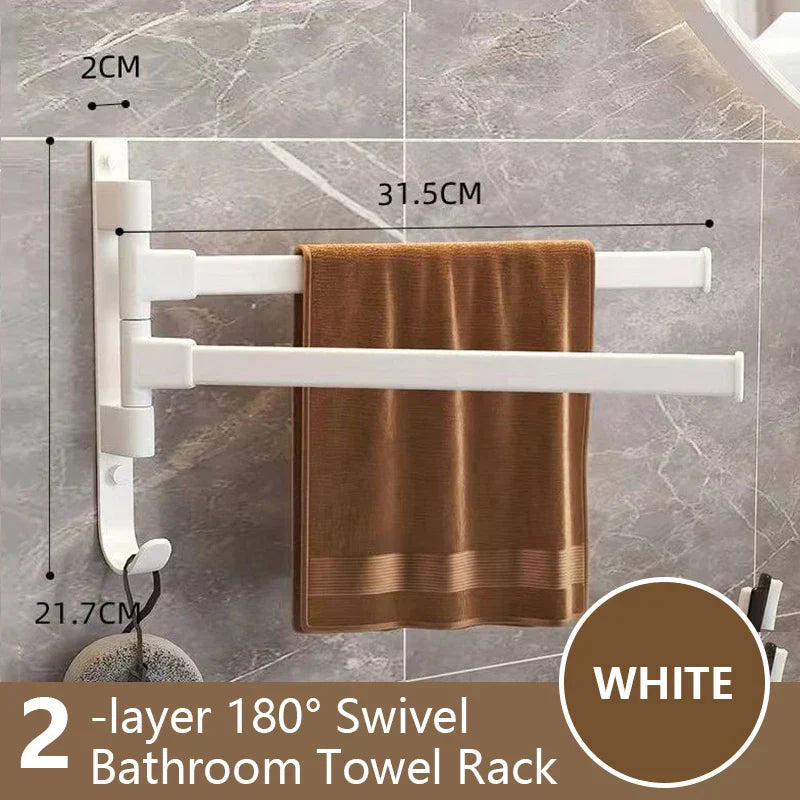 Rotatable Aluminum 1-5 Bar Wall-Mounted Bathroom and Kitchen Towel Holder Rack