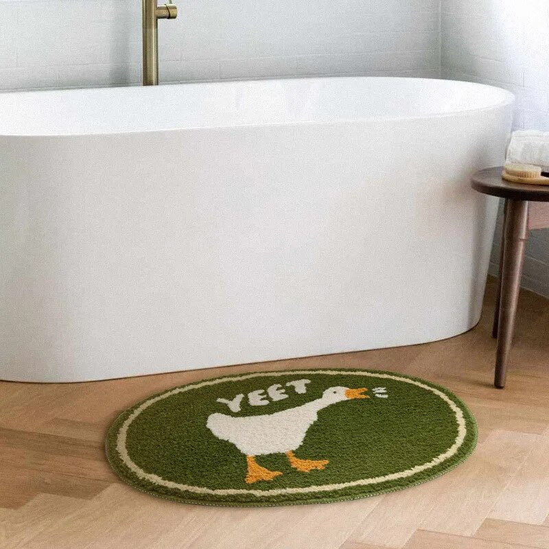 Handmade Cute Animal Bath Mat with Non-Slip Backing, Plush Polyester Rug for Bathroom