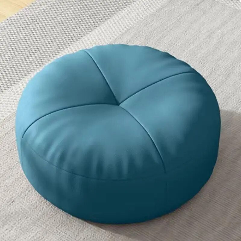 Japanese Nappa Leather Round Tatami Foot Cushion – Soft Seat Cushion