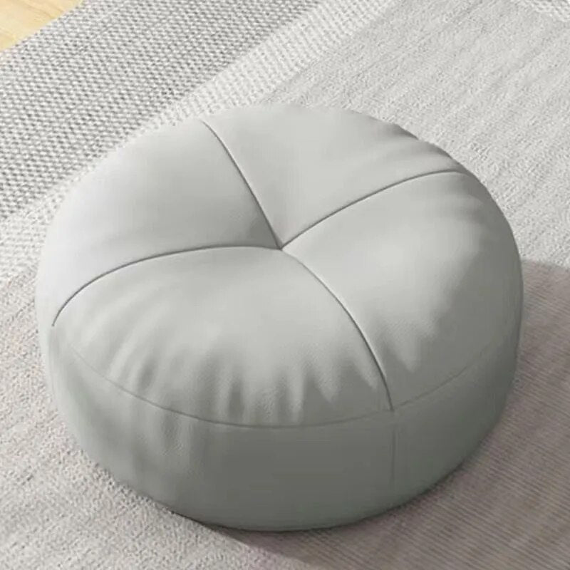 Japanese Nappa Leather Round Tatami Foot Cushion – Soft Seat Cushion