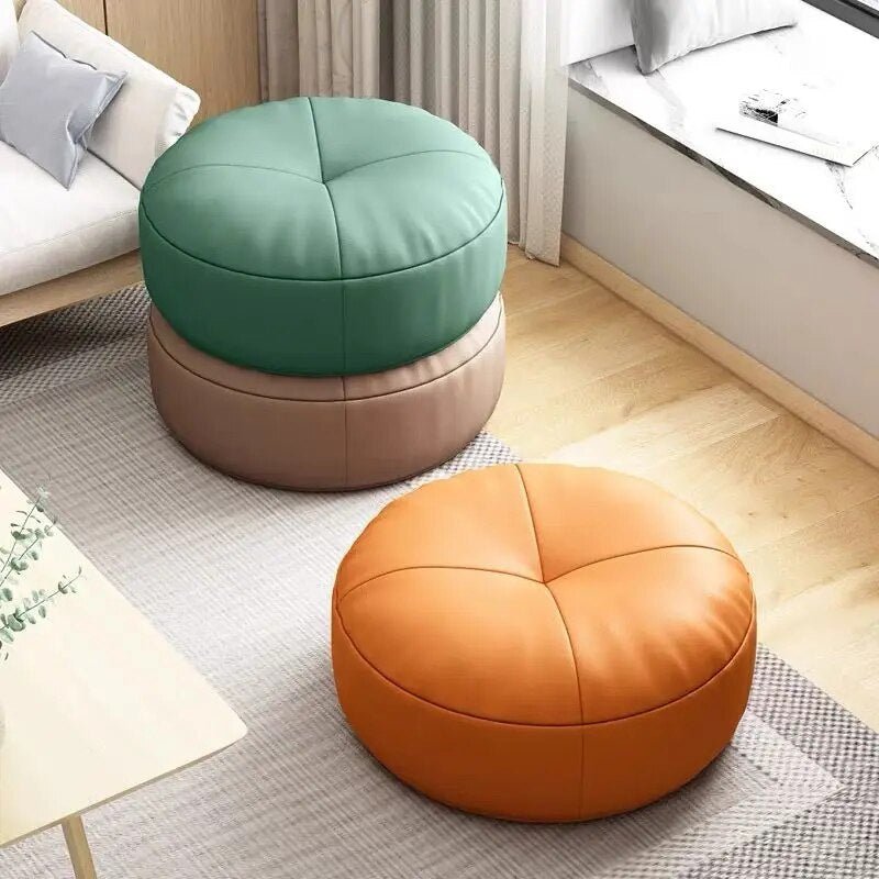 Japanese Nappa Leather Round Tatami Foot Cushion – Soft Seat Cushion