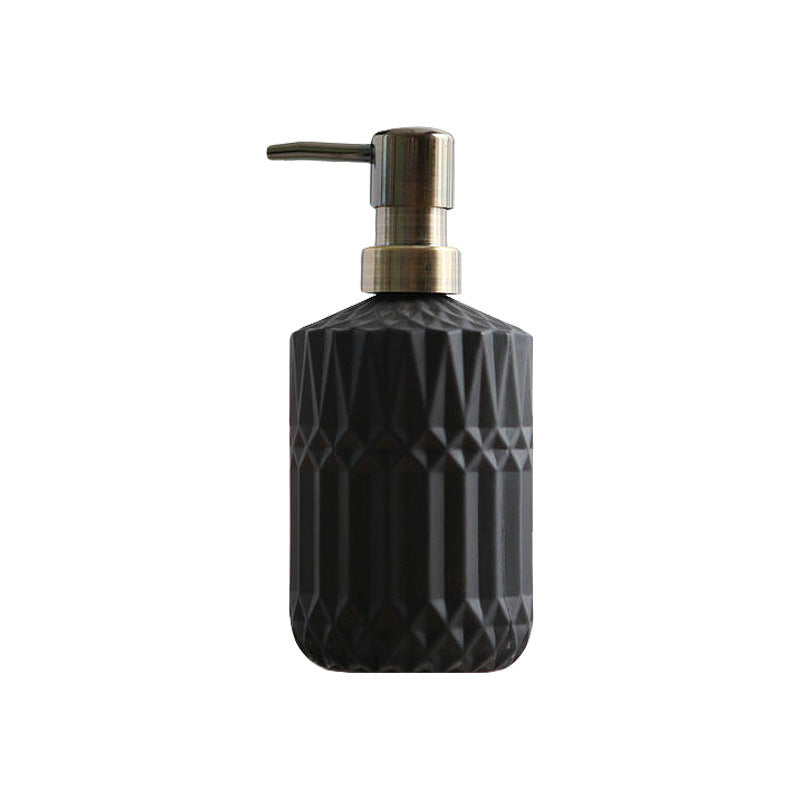 Diamond Pattern Glass Soap Dispenser 390ml Elegant Home Decor