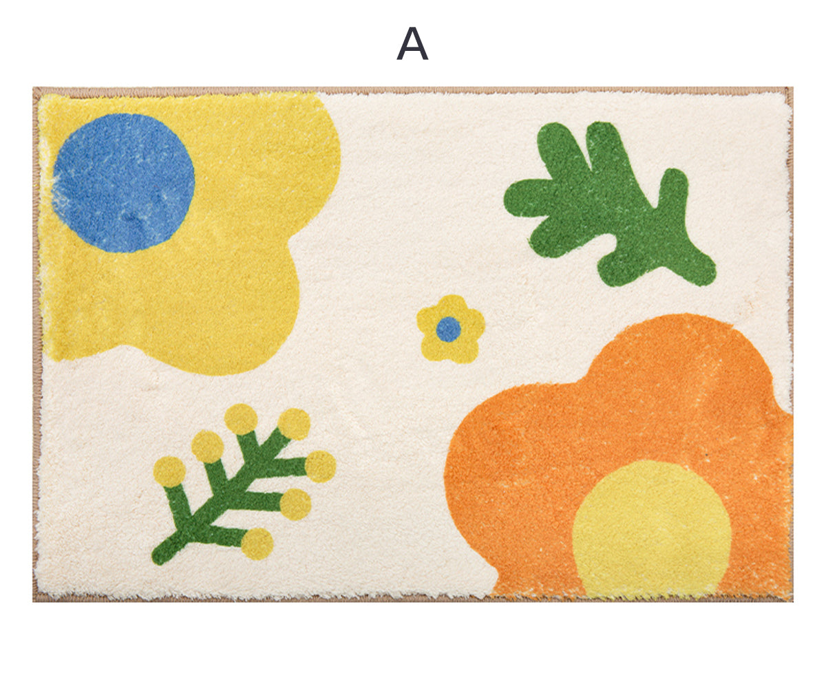 Sweet Flower Microfiber Bath Mat Non-Slip Absorbent Machine Washable