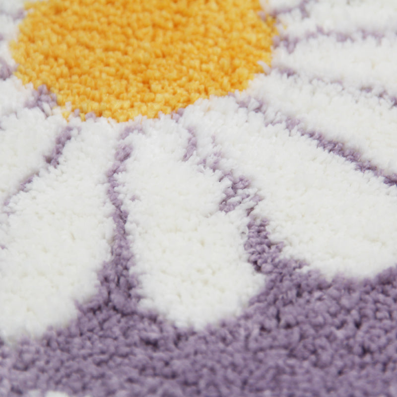 Sweet Daisy Purple Bath Mat 16x24 Inch Non-Slip Bathroom Carpet by Feblilac