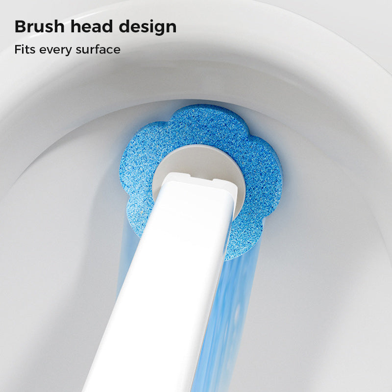 Disposable Toilet Cleaning System with 18 Replaceable Sponge Brush Heads and Storage Caddy