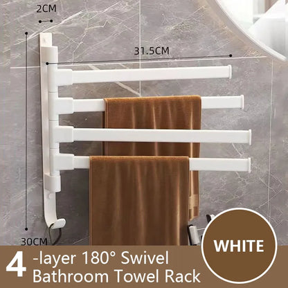 Rotatable Aluminum 1-5 Bar Wall-Mounted Bathroom and Kitchen Towel Holder Rack