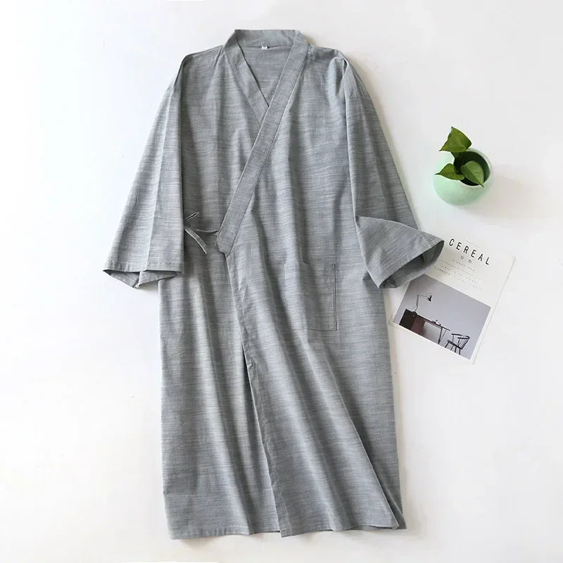 SleepRobe 2024 Cotton Men’s Nightgown – Comfortable Breathable Kimono Style