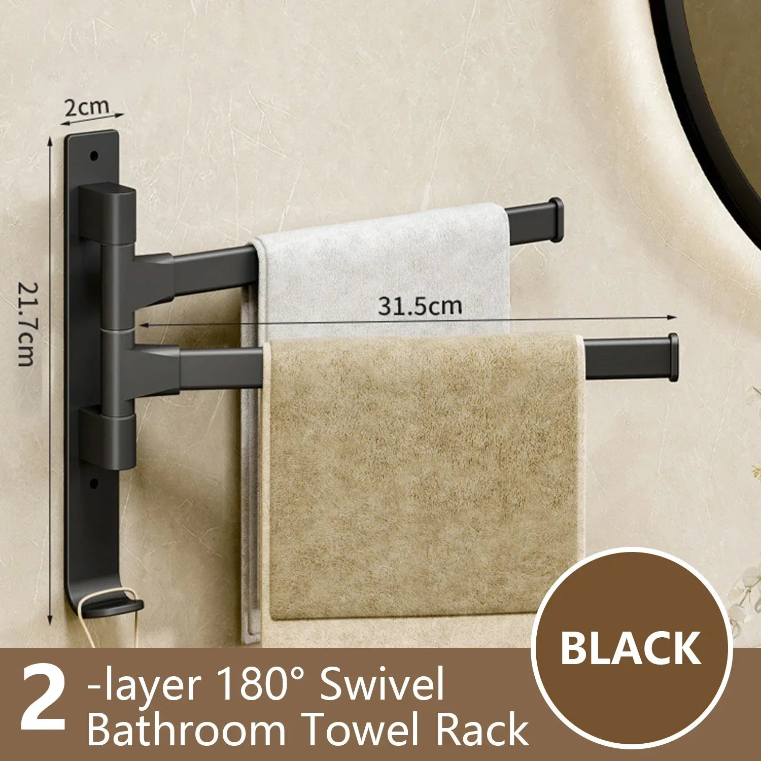 Rotatable Aluminum 1-5 Bar Wall-Mounted Bathroom and Kitchen Towel Holder Rack