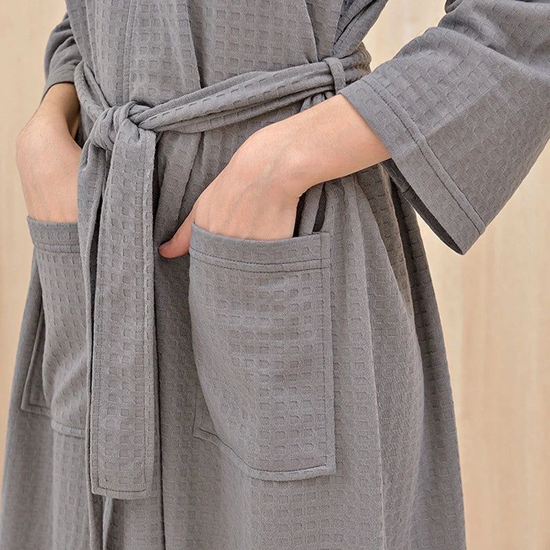 Autumn Couples Bathrobe for Men and Women with V-Neck and Pockets