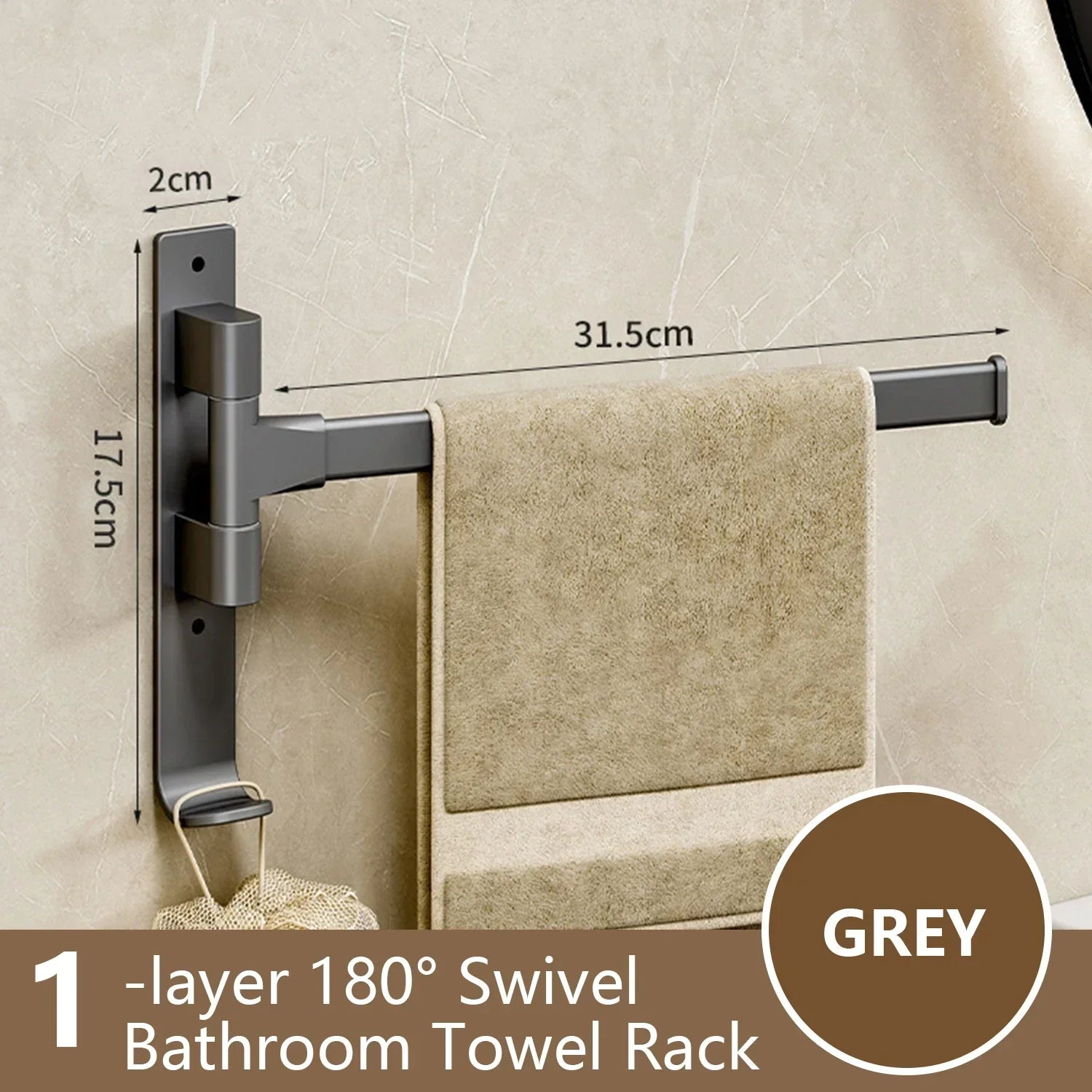 Rotatable Aluminum 1-5 Bar Wall-Mounted Bathroom and Kitchen Towel Holder Rack