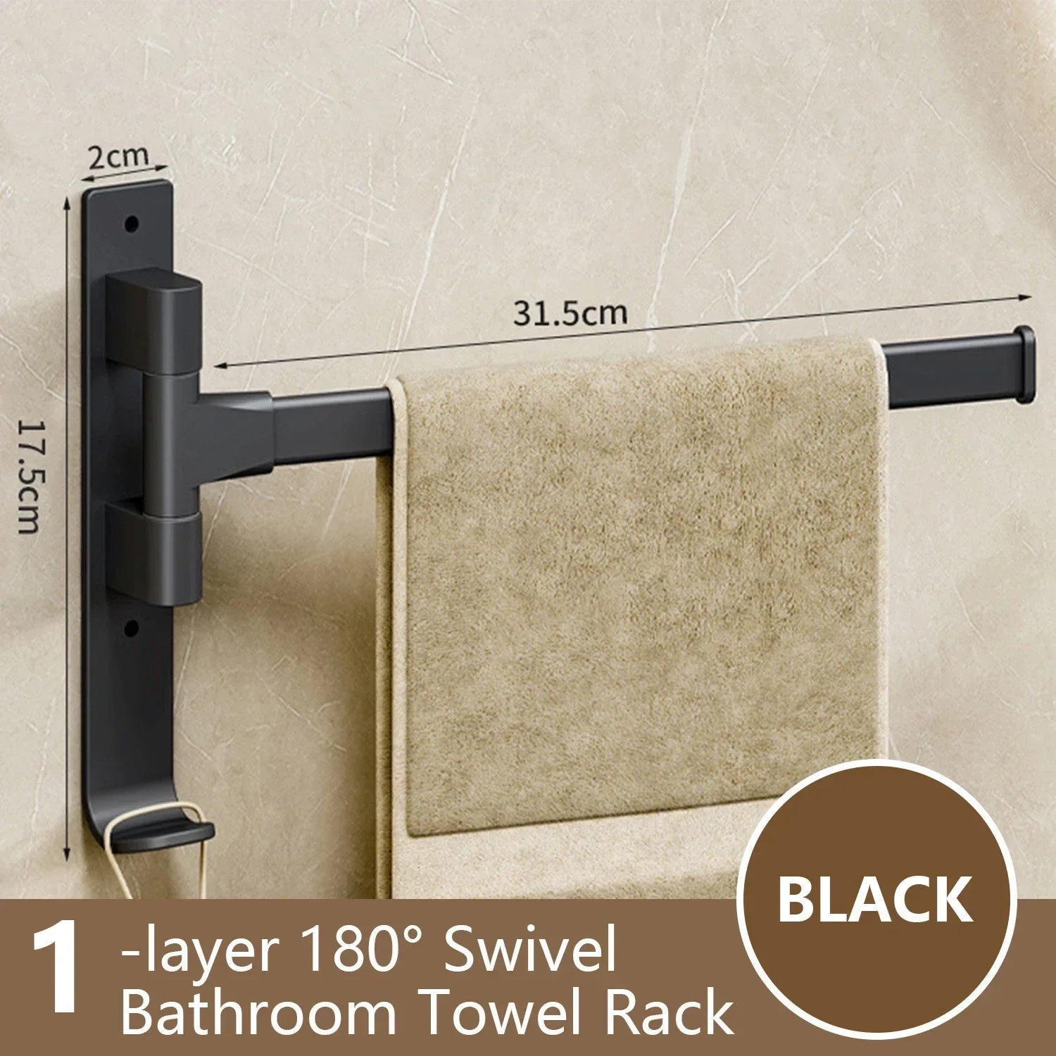 Rotatable Aluminum 1-5 Bar Wall-Mounted Bathroom and Kitchen Towel Holder Rack