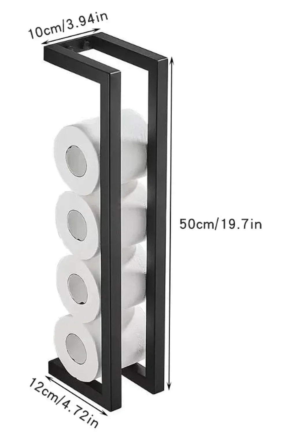 Slim Black Metal Bathroom Shelf 50cm Vertical Organizer Slimline Steel Rack