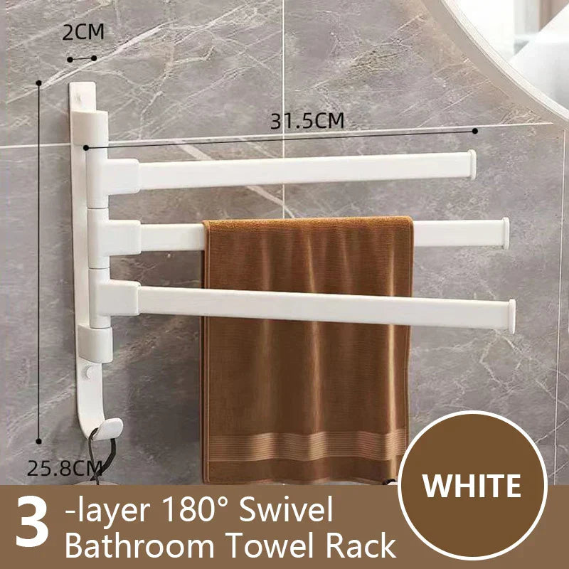 Rotatable Aluminum 1-5 Bar Wall-Mounted Bathroom and Kitchen Towel Holder Rack