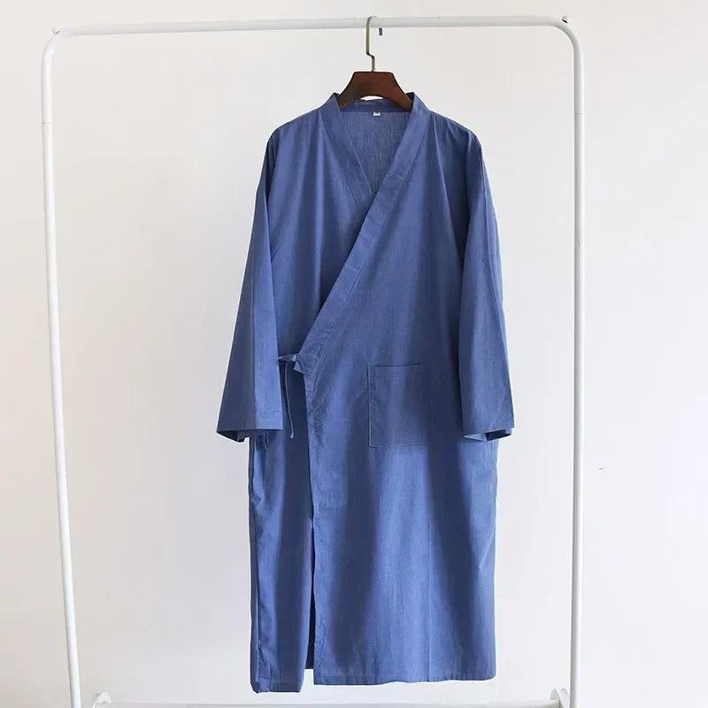 SleepRobe 2024 Cotton Men’s Nightgown – Comfortable Breathable Kimono Style