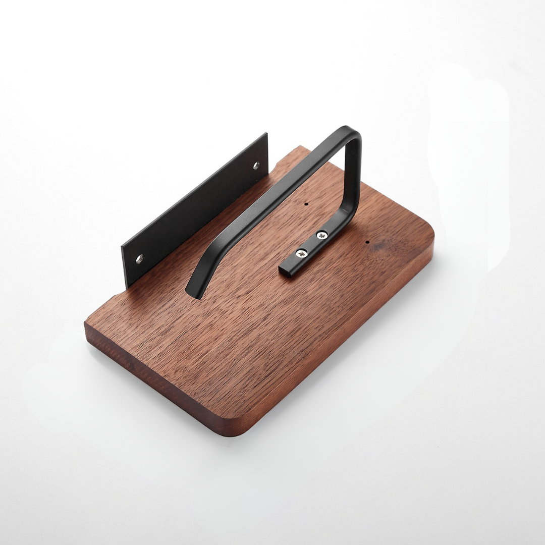 Wooden Toilet Paper and Towel Roll Holder with Storage Shelf for Bathroom Organization