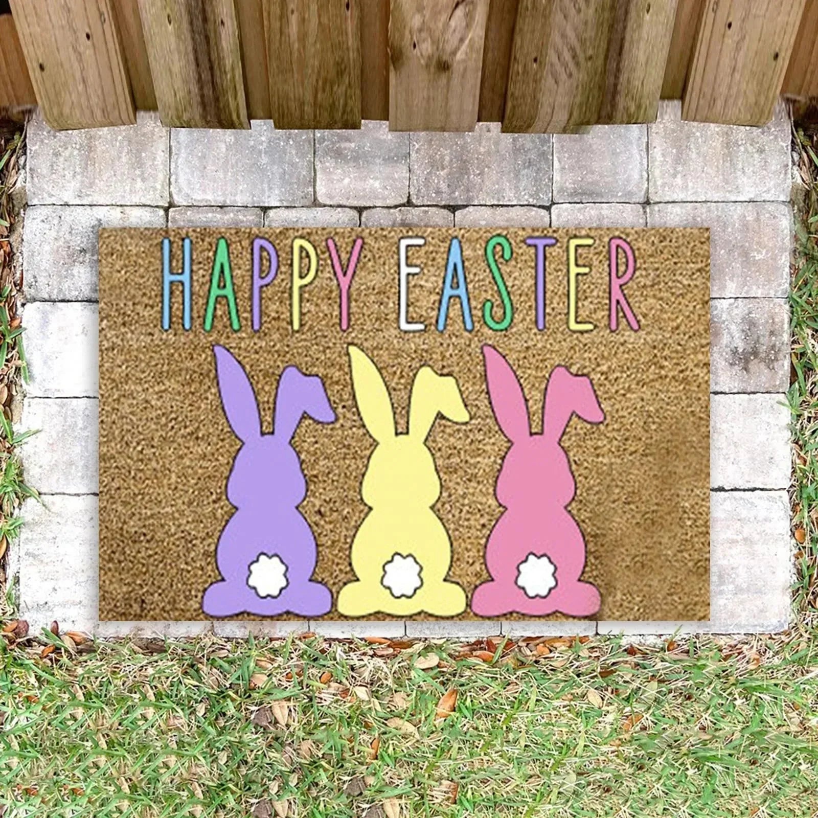 Cartoon Bunny Rabbit Non-Slip Polyester Doormat 60x40 cm