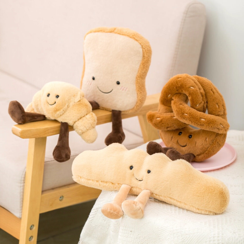 Toast Bread Plush Toy Soft Decorative Pillow 6.3x3.5in