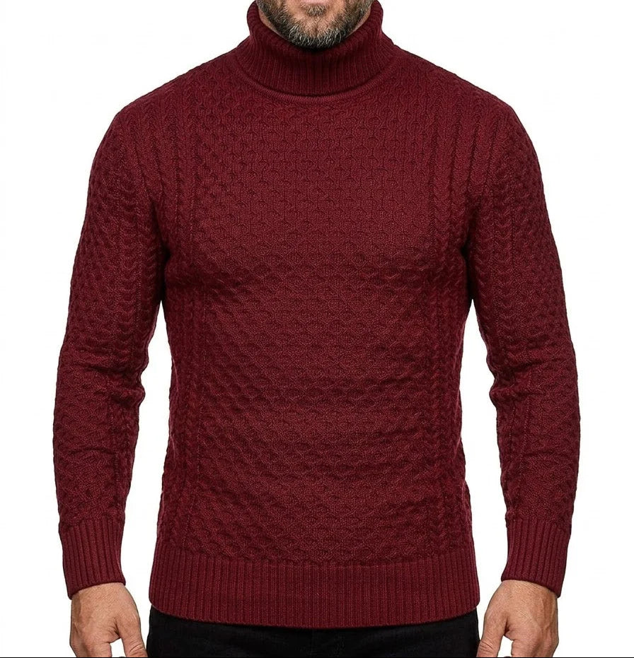 Suéter De Cuello Alto Ajustado Para Hombre, Varias Tallas